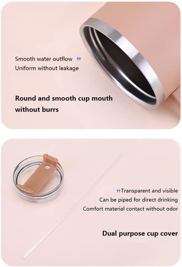 Vaso aislado al vacío de acero inoxidable de 40 onzas con tapa y popote para agua, té helado o café, licuado de frutas y más (color sólido y