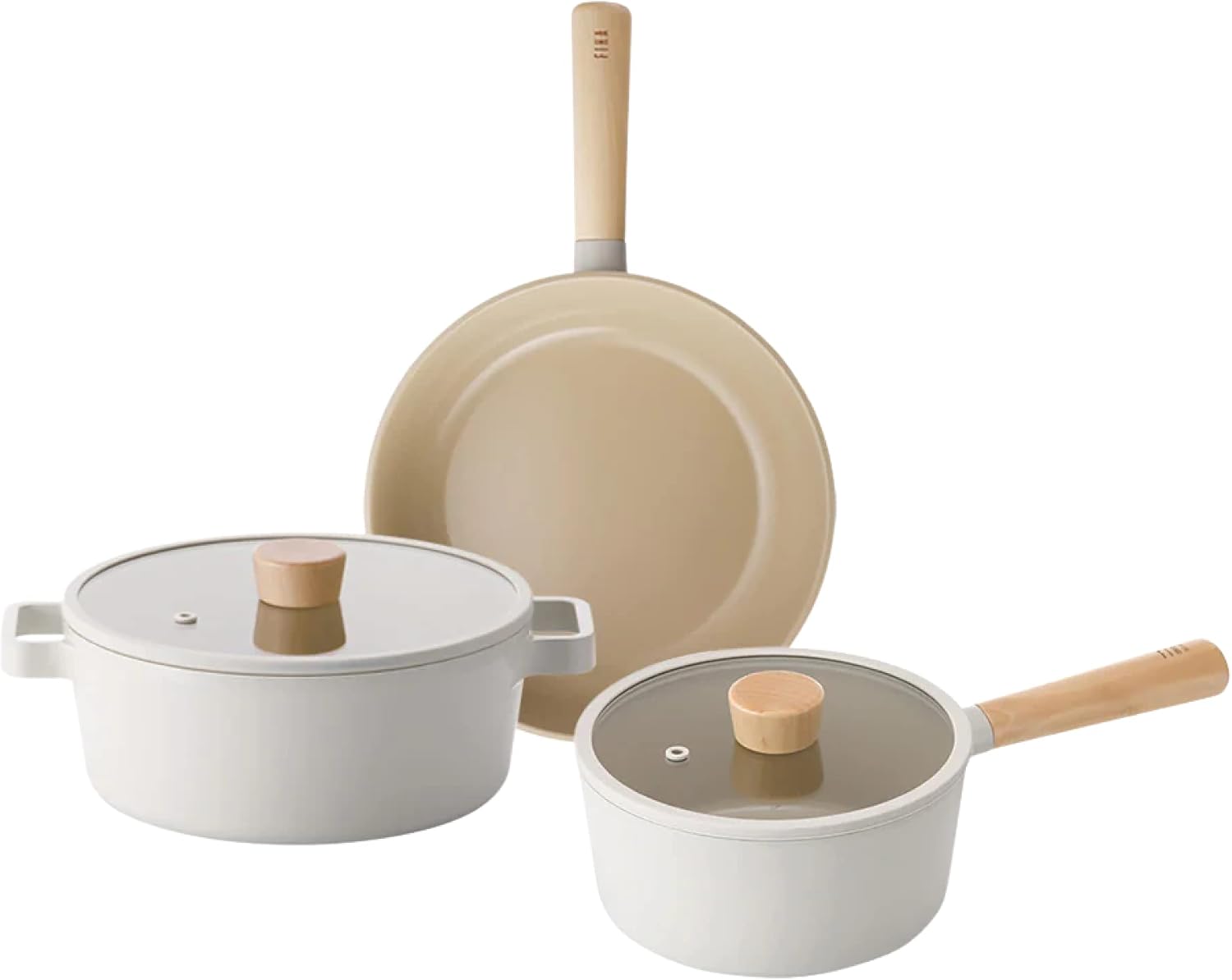 NEOFLAM FIKA – Juego de utensilios de cocina  Sartén de 7.1 in, sartén de 9.4 in, olla de 9.4 in  Hecho en Corea
