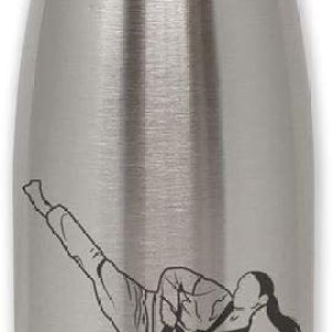 LaserGram Botella de agua de acero inoxidable de una sola pared, mujer taekwondo, grabado personalizado incluido LaserGram Botella de agua de acero inoxidable de una sola pared, mujer taekwondo, grabado personalizado incluido