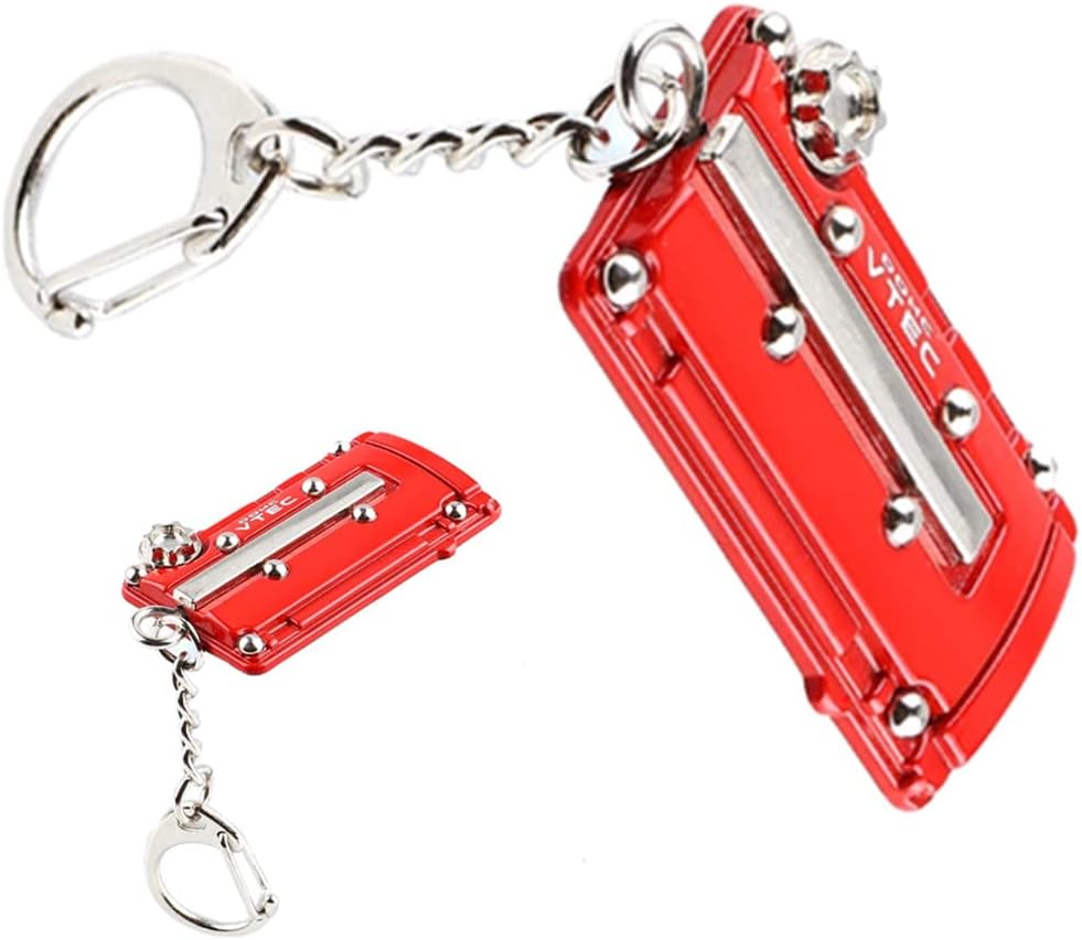 Dohc Vtec Honda Turbo cubierta del motor llavero con llavero, Rojo –