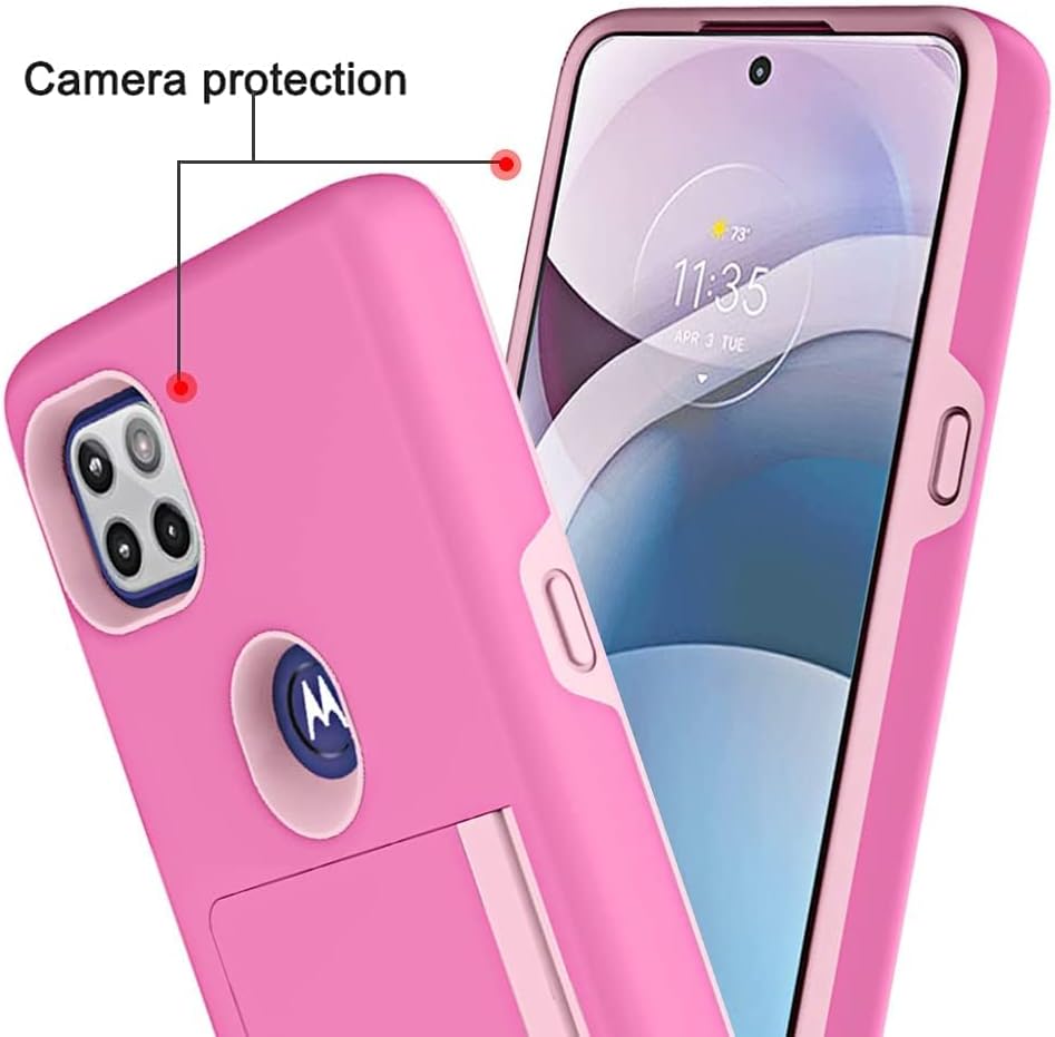 Motorola Moto One 5G Ace Funda con tarjetero, funda protectora híbrida resistente – Negro