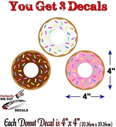 3 calcomanías de vinilo de 4 pulgadas con diseño de donas de dibujos animados para máquina de café, letrero de concesión, remolque, carrito de