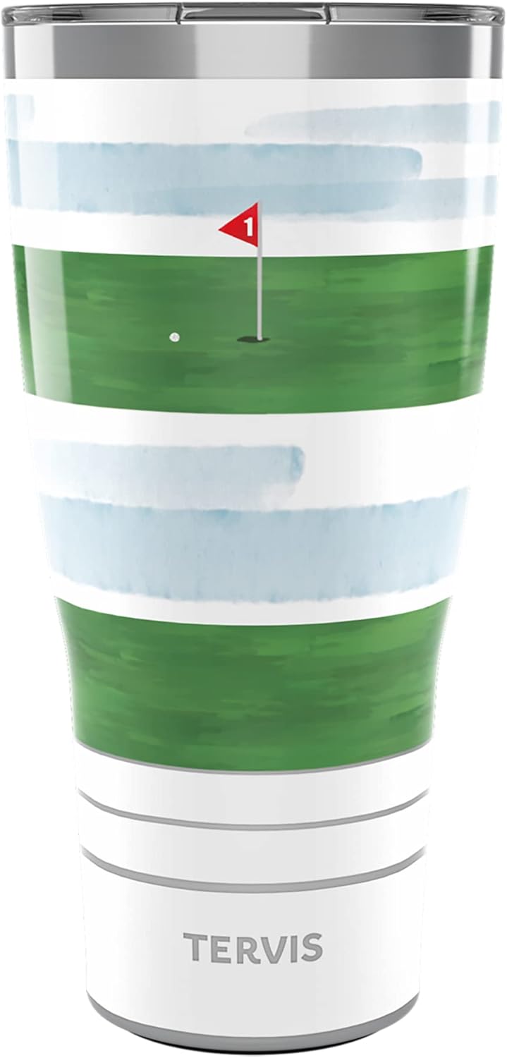 Tervis Traveler – Vaso aislado de triple pared The Putt de golf mantiene las bebidas frías y calientes, 30 onzas, acero inoxidable