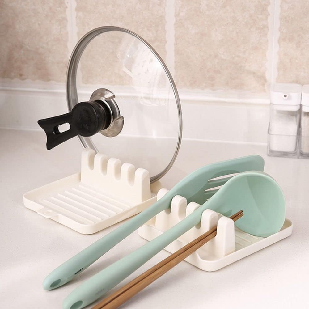 Soporte de tapa de olla de silicona con soporte para cucharón de sopa de cocina, estante de almacenamiento de espátula, organizador de espátula,