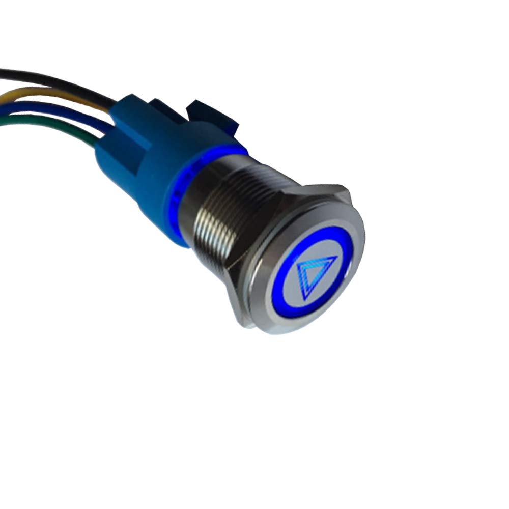 ESUPPORT 12 V Vehículo de coche azul LED luz emergencia peligro advertencia botón metal interruptor de palanca enchufe enchufe 0.748 in