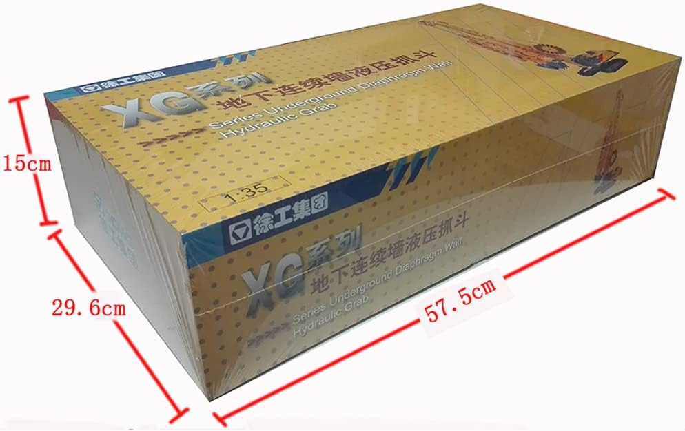 Modelo de escala 135 Zinc Machinery XCMG hidráulico diafragma de pared modelo réplica amarillo dos cubos