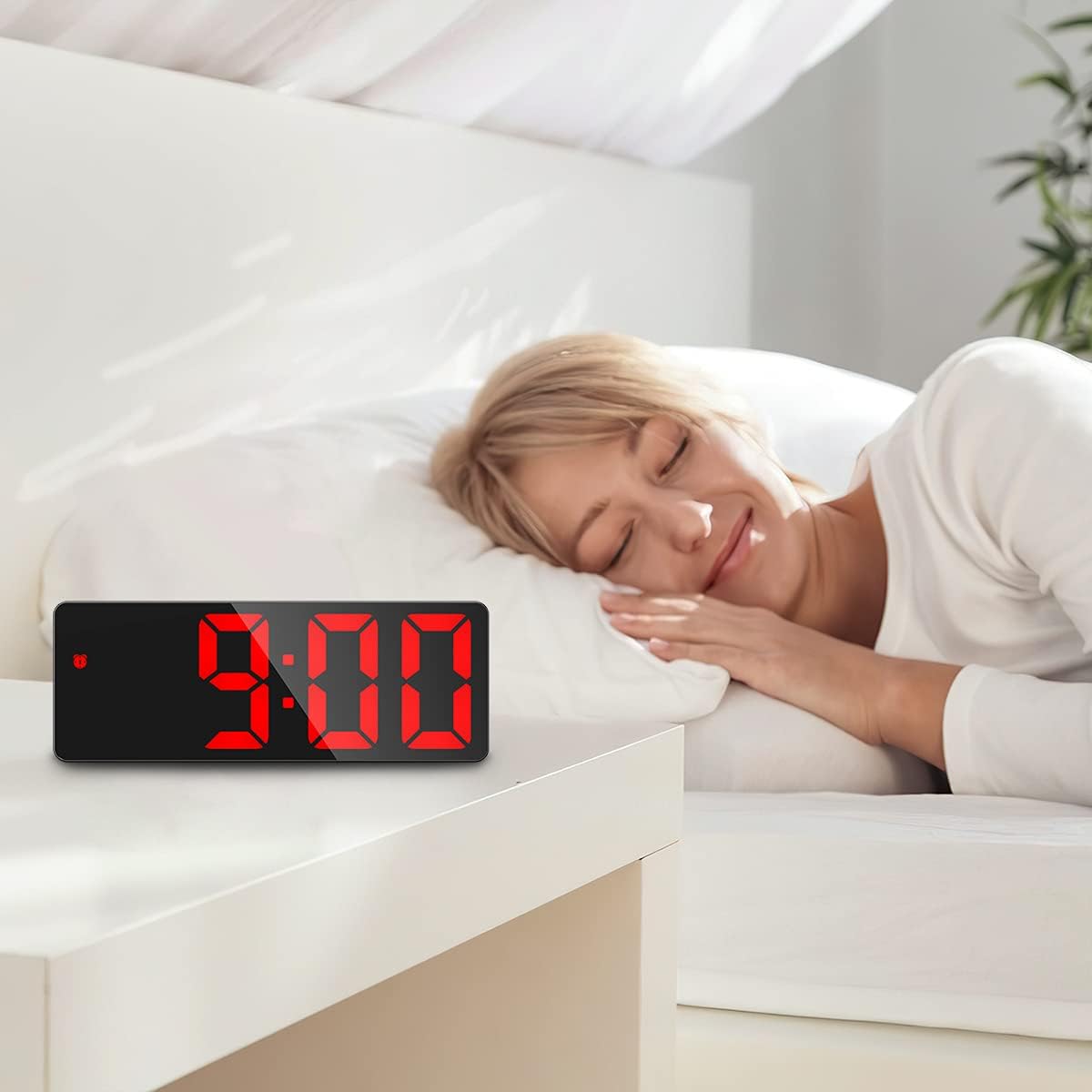 Reloj despertador digital, relojes digitales LED para dormitorios, reloj de escritorio electrónico con pantalla de temperatura, brillo ajustable,