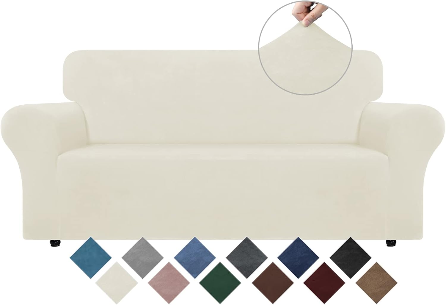 WEERRW Funda de terciopelo para sofá, funda de sofá de alta elasticidad con espuma antideslizante y parte inferior elástica, protector de muebles