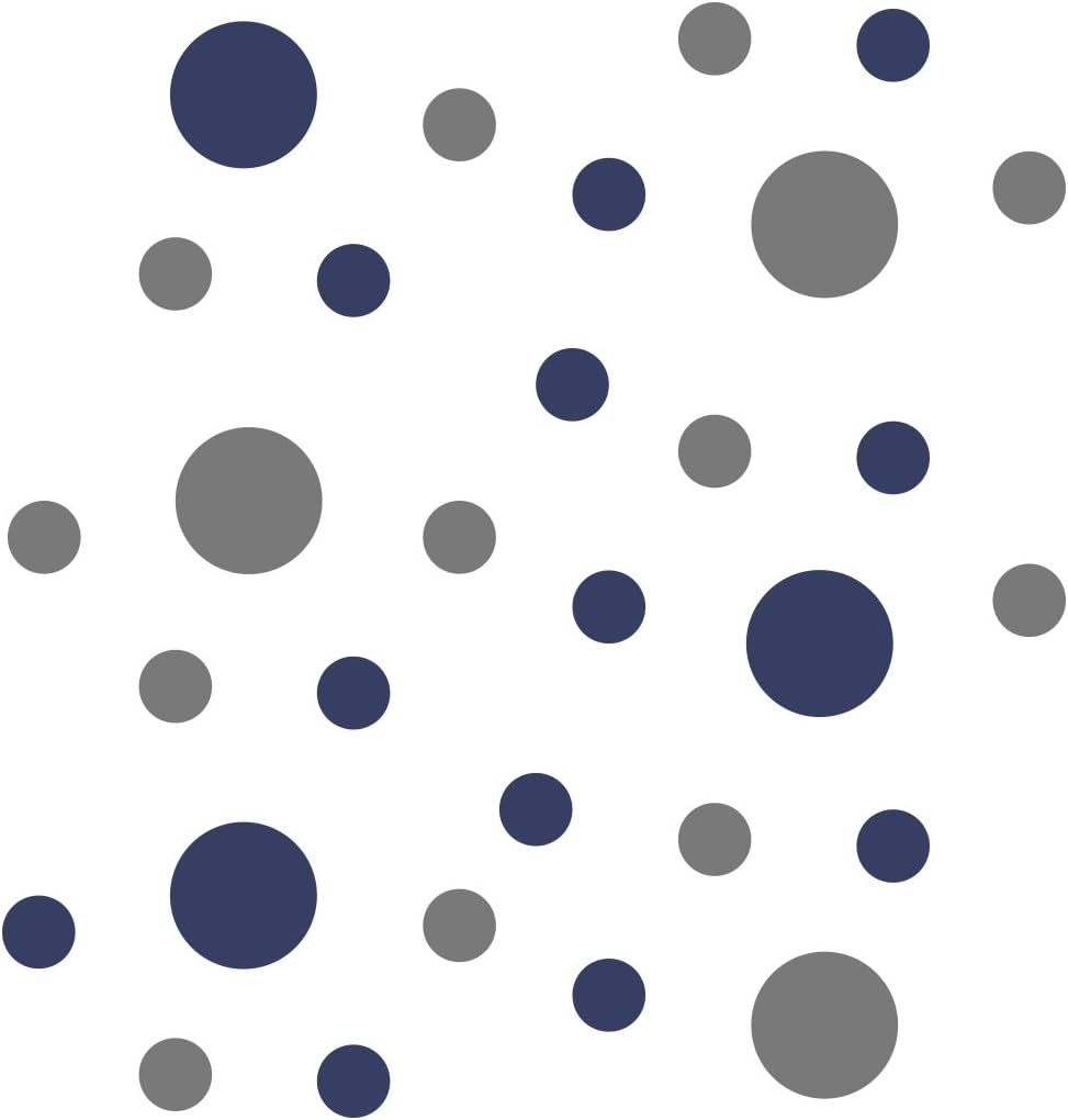 Adhesivos de pared de vinilo azul marinogris, círculos de 2 y 4 pulgadas (30 calcomanías)