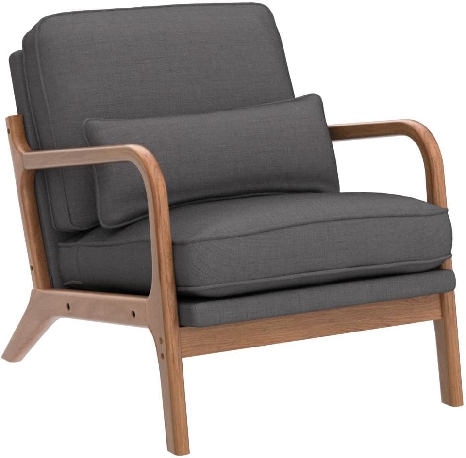 pazezog Silla decorativa para sala de estar, sillón tapizado moderno de mediados de siglo con almohada, sillón de lectura, sillas decorativas