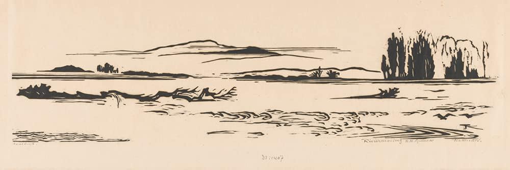 ArtDirect Johannes Frederik Engelbert ten Klooster 18×9 Gold Ornate Frame and Double Matted Museum Art Print Titled Estuary N. N. Guinea
