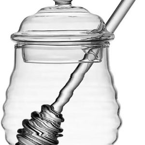 Honey Pot – Tarro de miel de vidrio con cuchara de 9.8 oz (9.8 fl oz) Contenedor de miel con tapa y recipiente de jarabe de miel Honey Pot – Tarro de miel de vidrio con cuchara de 9.8 oz (9.8 fl oz) Contenedor de miel con tapa y recipiente de jarabe de miel