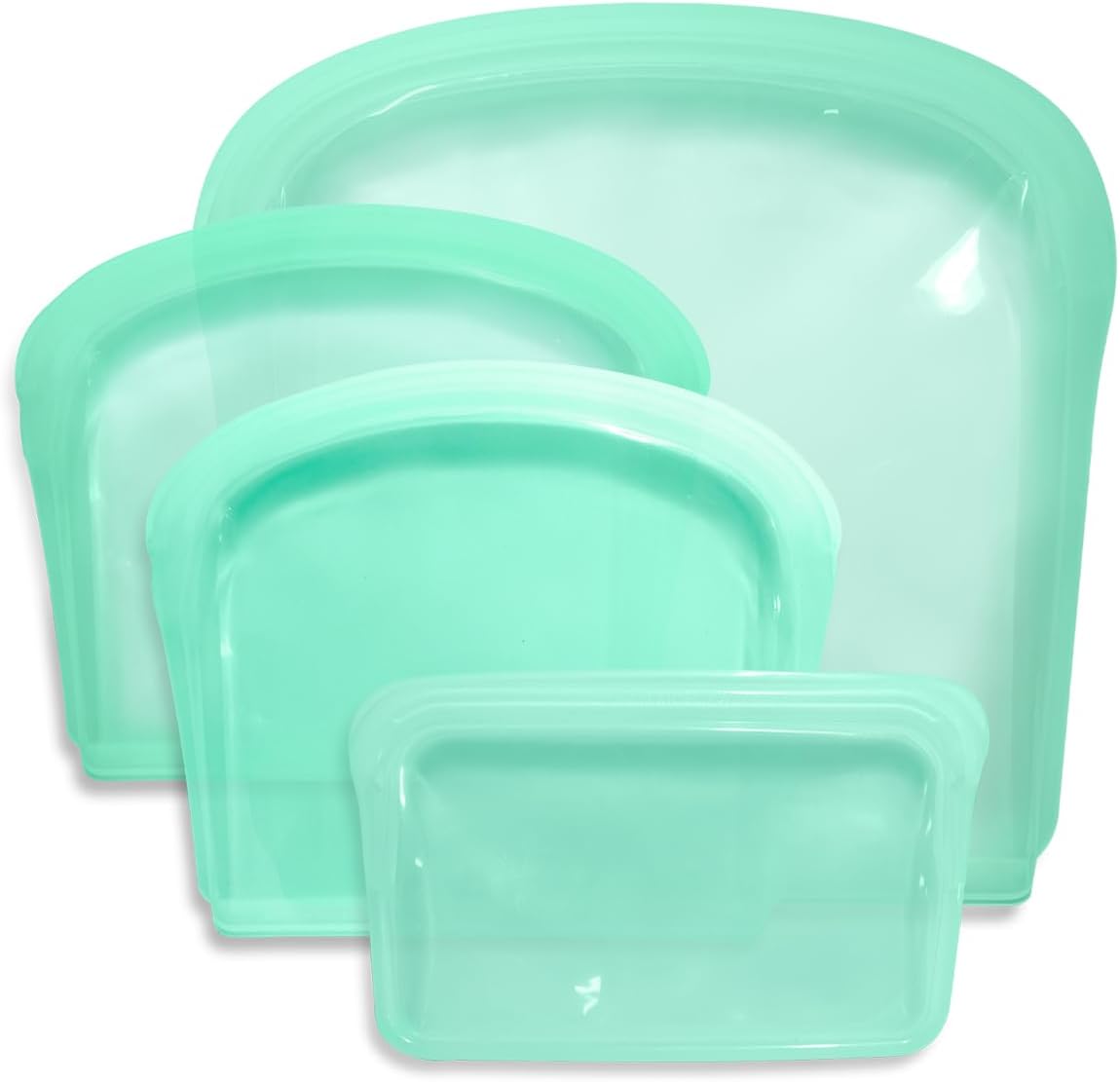 Bolsas de almacenamiento de silicona reutilizables, paquete de 4 bolsas de silicona de medio galón, bolsas duraderas de silicona con cierre