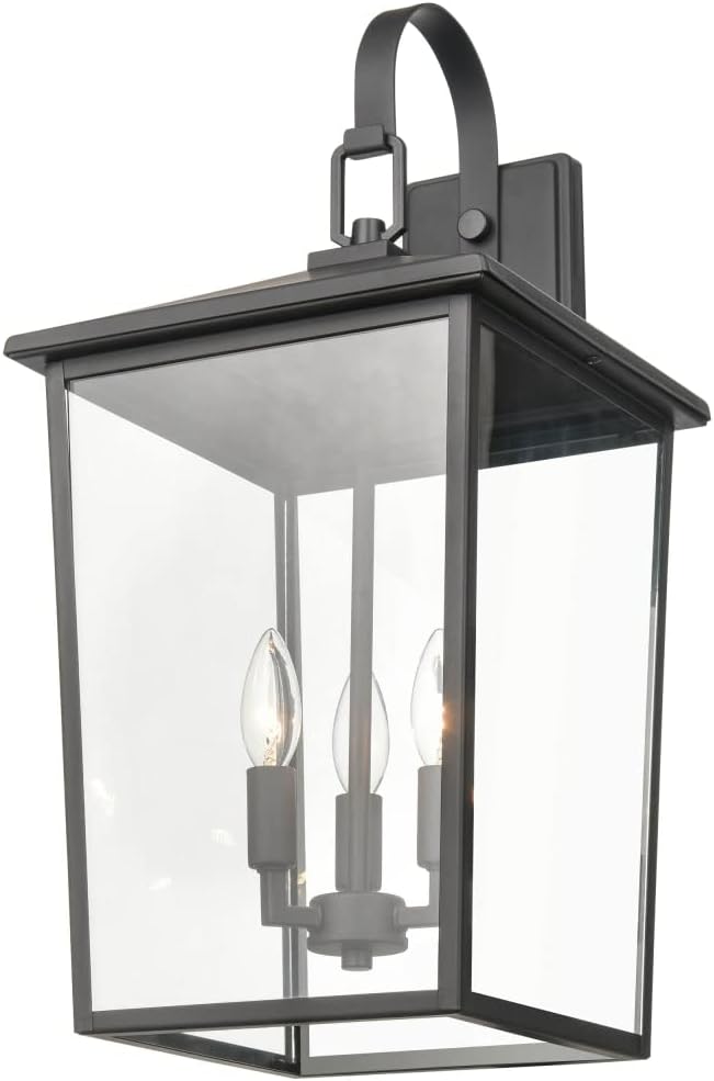 Millennium 2974-PBK – Farol de acero para exteriores, con capa de polvo antioxidante, clasificación húmeda, pantalla de vidrio transparente,