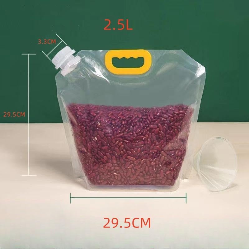 6 bolsas de almacenamiento de alimentos, bolsa sellada a prueba de humedad de granos, bolsas de alimentos grandes reutilizables con asa y tapa, sin