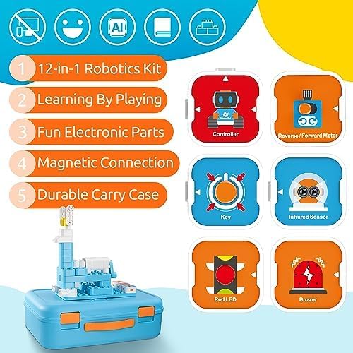 Robot de codificación A3 para niños, juego de construcción STEM de bloques de codificación de múltiples sensores, tutorial basado en historias 12 en