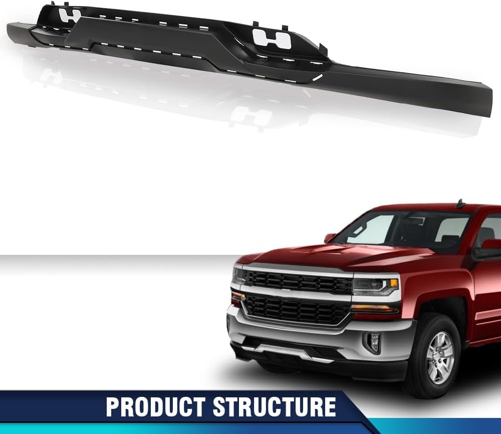 PIT66 Cenefa de parachoques delantero texturizada con agujeros de gancho de remolque compatible con Chevy Silverado 1500 2016-2018Silverado 1500 LD