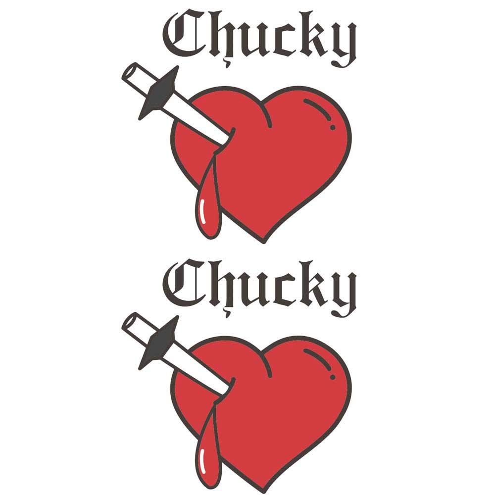 Tatuajes temporales de corazón de la novia de Chucky, 10 calcomanías de tatuajes de corazón Tiffany para mujeres, Halloween, fiesta, disfraz, cosplay