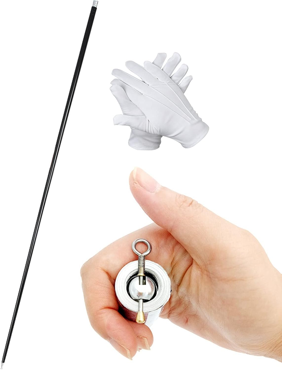 Bastón mágico de bolsillo con guantes para escenario profesional de mago, bastones de aspecto de metal, varitas mágicas portátiles, para personal de
