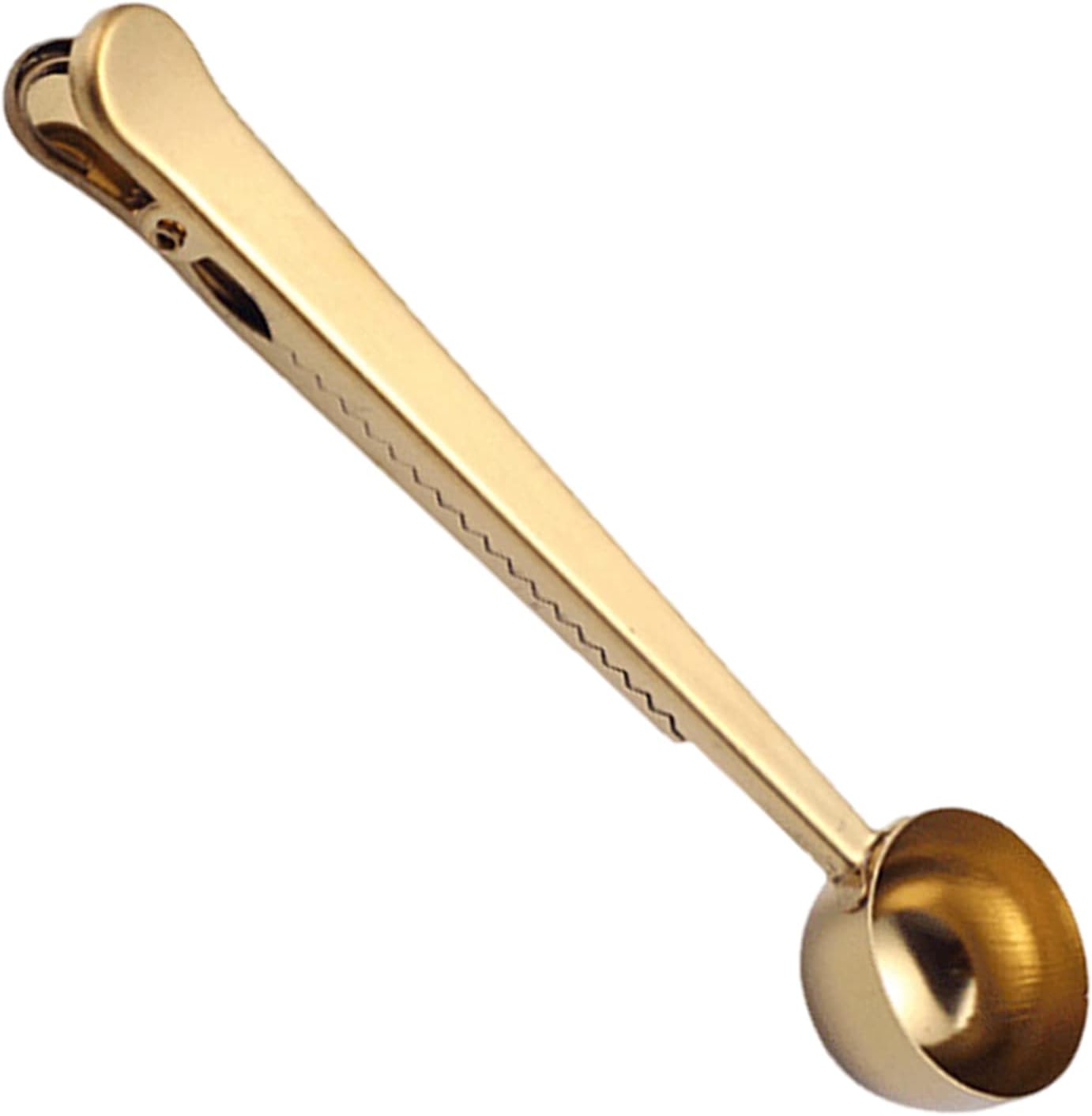 Clip de cuchara de café, cucharada de acero inoxidable, cuchara medidora de café, clip de bolsa de sellado para té, café (dorado)