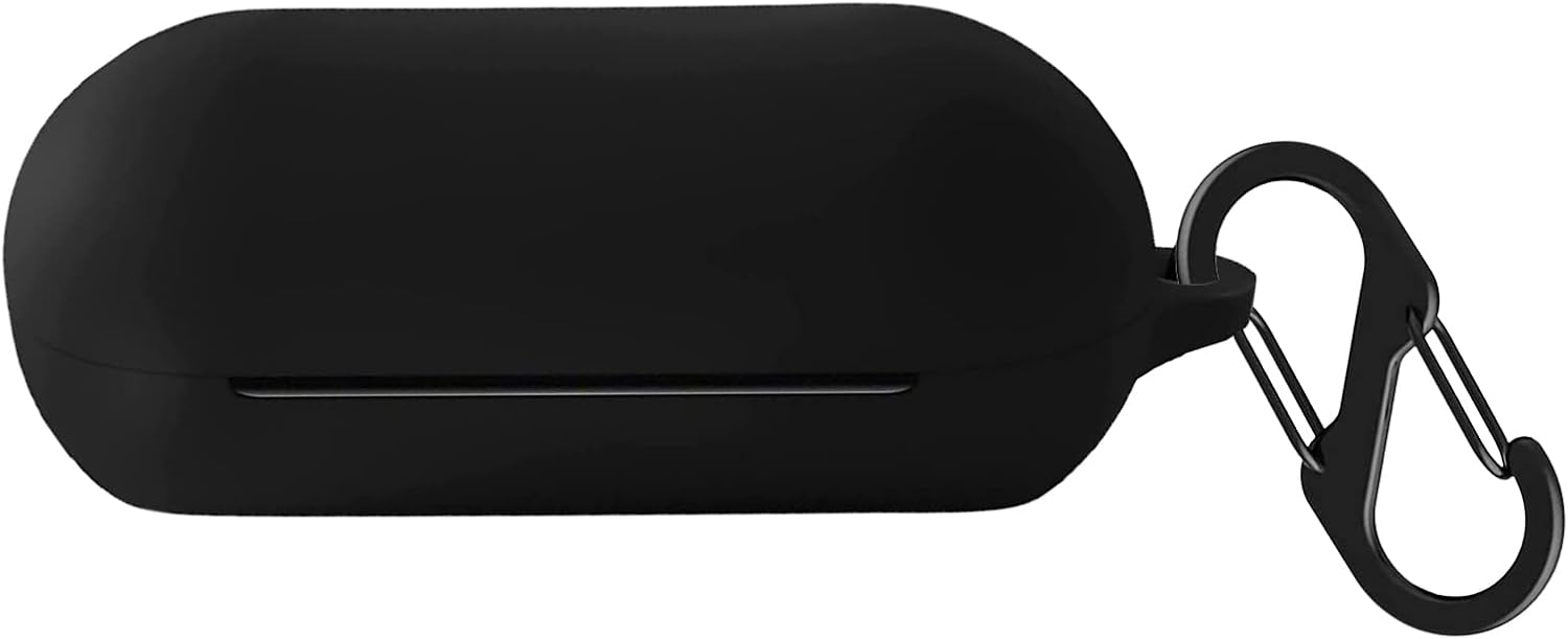 Funda de silicona compatible con Sony WF-C500 a prueba de golpes con accesorios de mosquetón (negro)