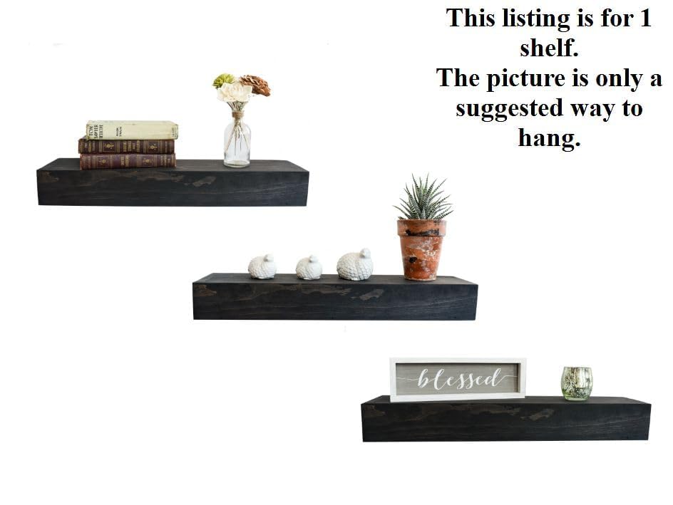 Floating shelves wood-farmhouse shelves-black shelves above toilet-wall shelves-rustic wall shelf-gray floating shelves-kitchen shelf (36″, Walnut)