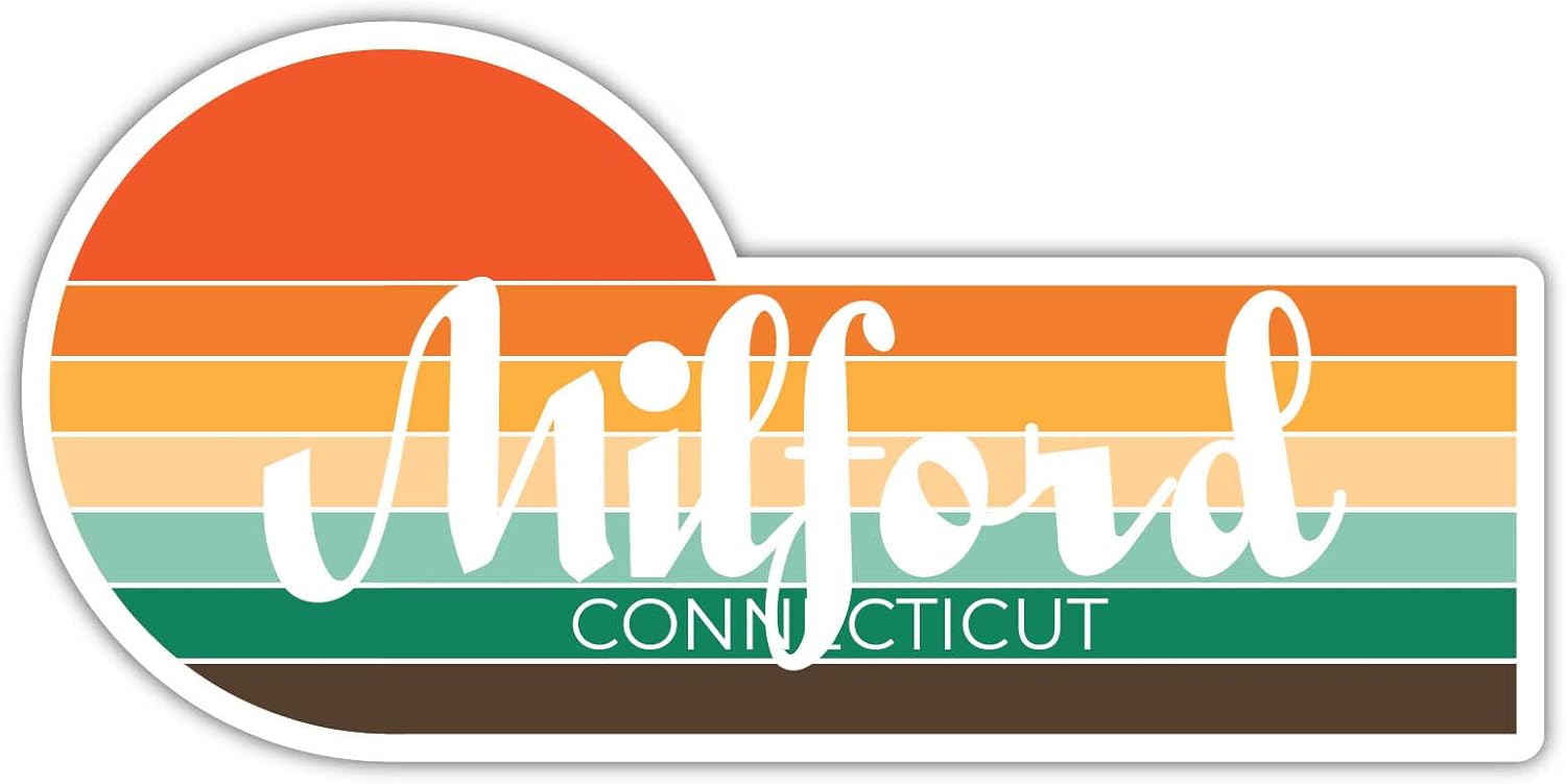 Milford Connecticut – Imán para nevera (4 x 2.25 pulgadas), diseño estético retro vintage de los años 70