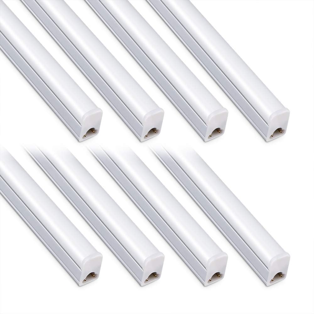 Kihung Paquete de 8 luces para debajo del gabinete de 2 pies, 10 W, 1100 lm, 4000 K blanco frío, luz LED de tienda, luz de techo LED y lámpara de