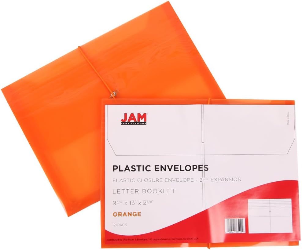 JAM PAPER Sobres de expansión de plástico con cierre de banda elástica, folleto de cartas, 9 34 x 13 pulgadas con expansión de 2.5 pulgadas, color