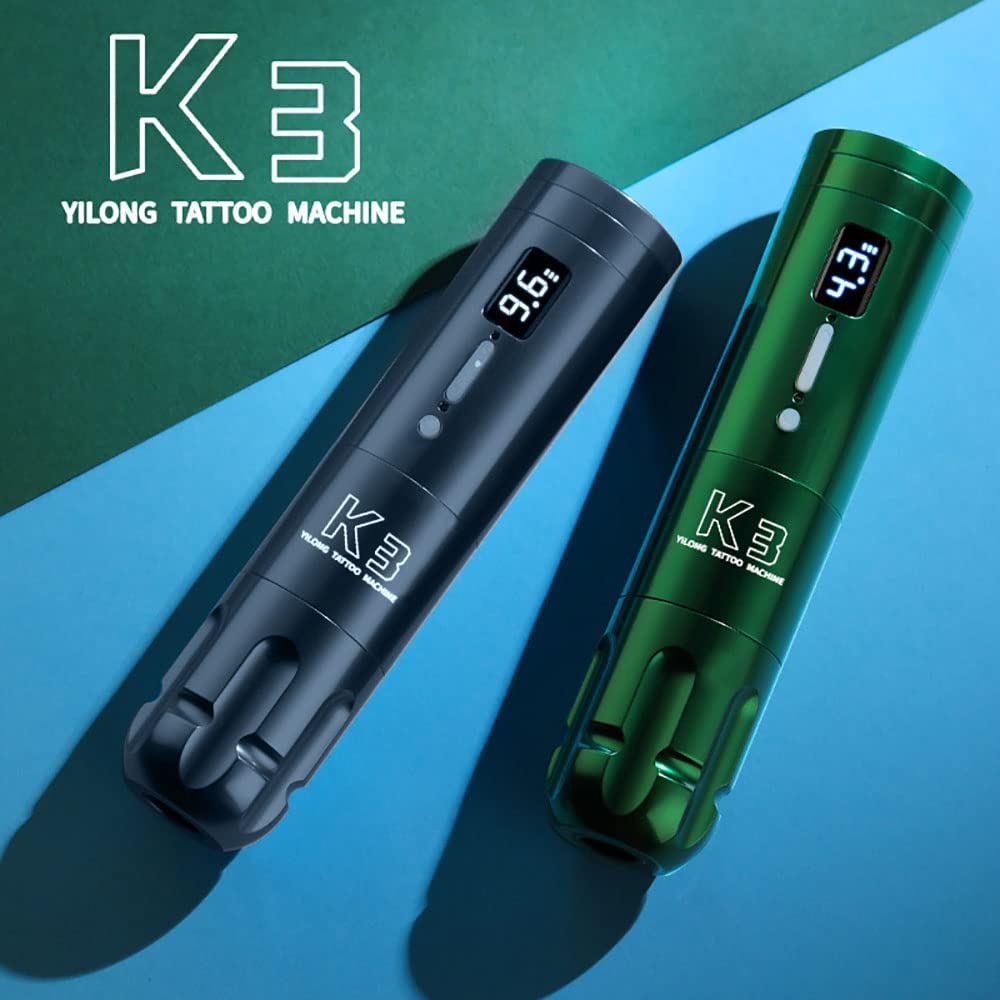 YILONG Kit de máquina de tatuaje rotativa para principiantes, kit de máquina de tatuaje de cartucho con motor sin núcleo de potencia inalámbrica de