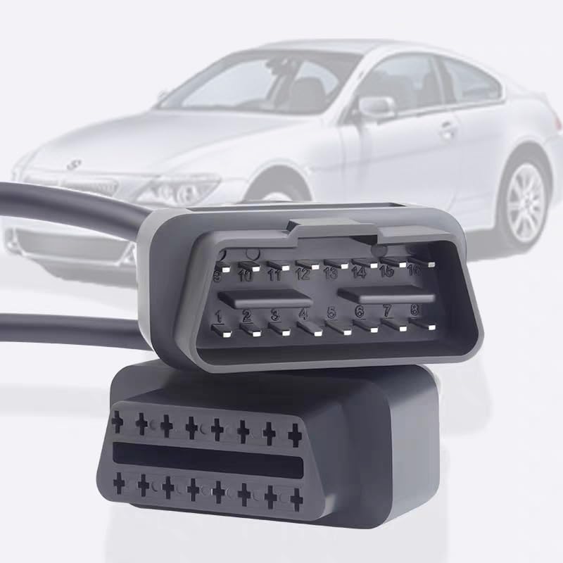 Halokny Cable divisor OBD2, OBD 2 OBD II 16 pines macho a 2 hembras ligero y delgado tipo plano flexible adaptador de cable Y (11.8 in1 pie)