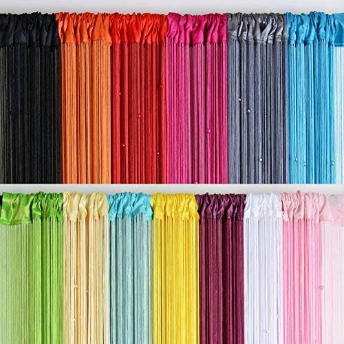 Cortinas de cuerda para sala de estar, con cuentas de perlas, flecos y borlas, para puertas