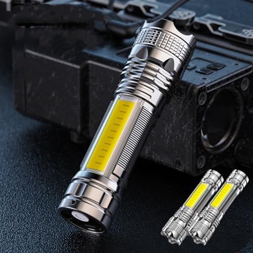 Uscallm 2PCS LED Flashlight, 100000 Lumens Super Bright Flashlight, Zoomable, USB Rechargeable Flashlight with 4 Lighting Modes, IPX6 Water-Proof
