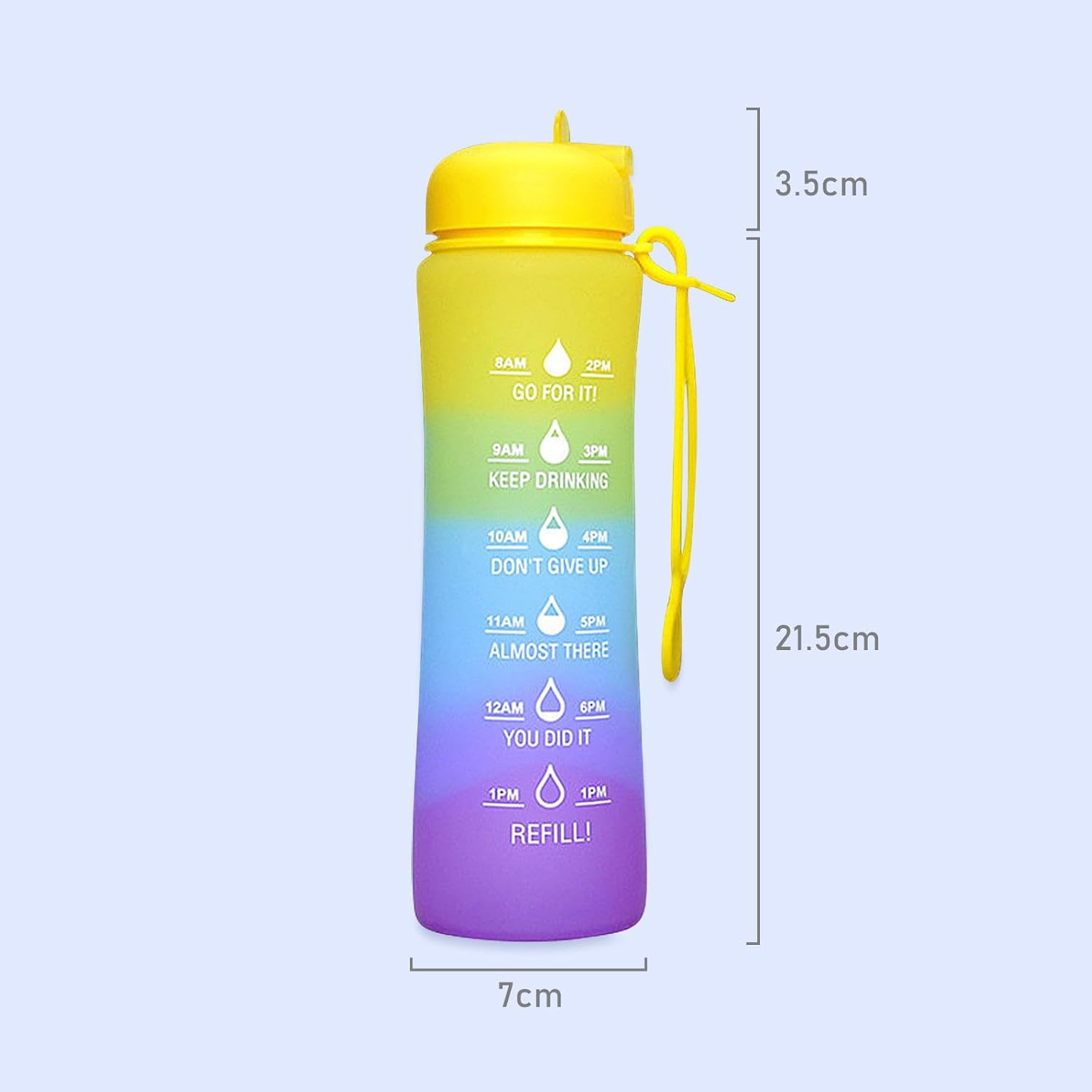 Botella de agua plegable con marcador de tiempo, botella de agua deportiva de 20 onzas, grande, a prueba de fugas, reutilizable, sin BPA, botellas
