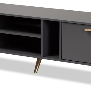 Baxton Studio Kelson – Soporte para TV, color gris oscurodorado Baxton Studio Kelson – Soporte para TV, color gris oscurodorado