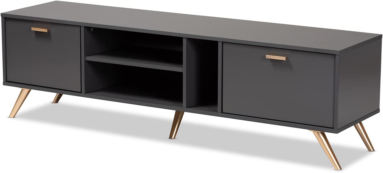 Baxton Studio Kelson – Soporte para TV, color gris oscurodorado