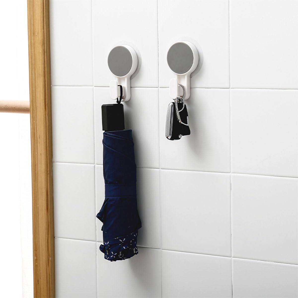 Cetomo Gancho de plástico para montar en la pared, fácil de instalar, para ducha, puf, cepillo, paraguas, llaves, utensilios de cocina, baño,