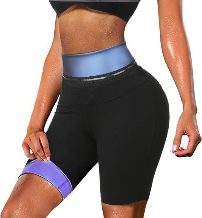 SLMLEES – Pantalones cortos de sauna para mujer, pantalones de compresión de cintura alta, adelgazantes, térmicos, para entrenamiento, elásticos,