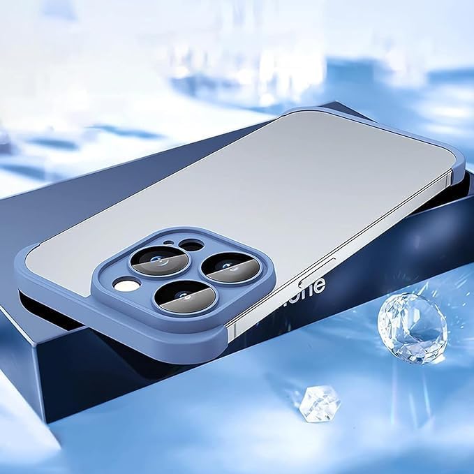 Funda de metal de aluminio suave sin marco con protector de lente de cámara, para iPhone 15 Pro Max, diseño sin espalda, compatible con carga