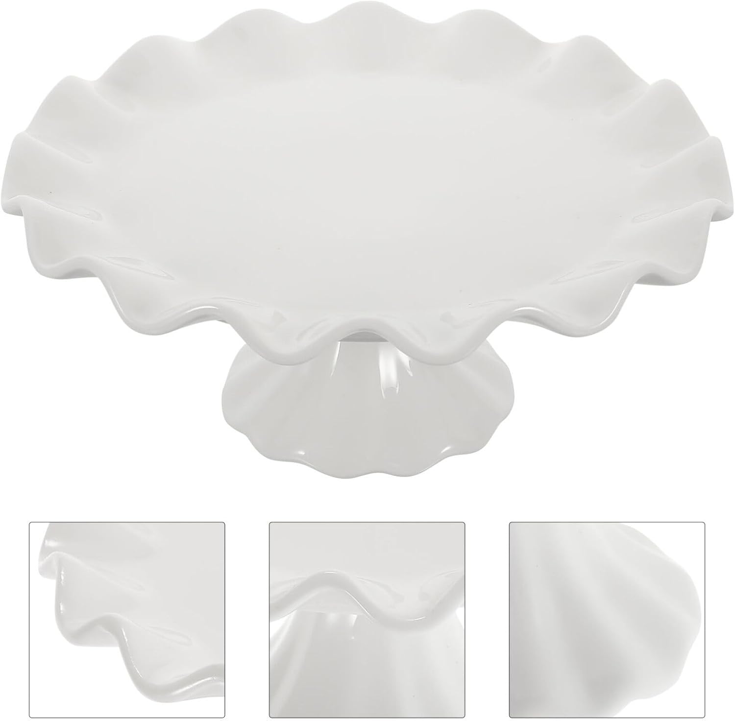 Zerodeko Soporte de cerámica para tartas, soporte de pastel de porcelana blanca, soportes para pasteles para fiesta de cumpleaños, soporte de pastel