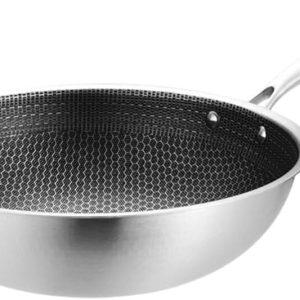Veemoon Wok Woks de acero inoxidable para estufa de inducción, sartén para wok, sartén china antiadherente con asa, sartén para mariscos, sartén Veemoon Wok Woks de acero inoxidable para estufa de inducción, sartén para wok, sartén china antiadherente con asa, sartén para mariscos, sartén