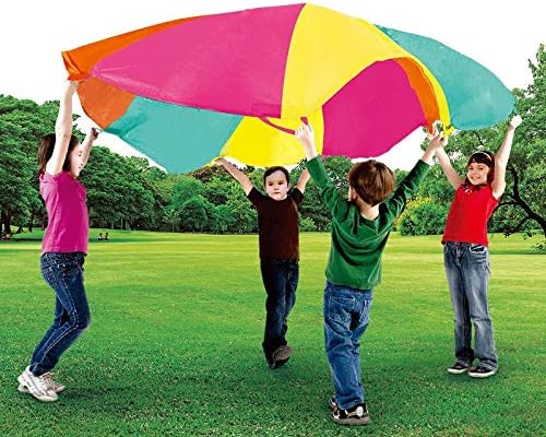 Juego de paracaídas de 6 pies, 10 pies, 20 pies con asas, paracaídas multicolor para niños, niños juegan paracaídas para interiores y exteriores,