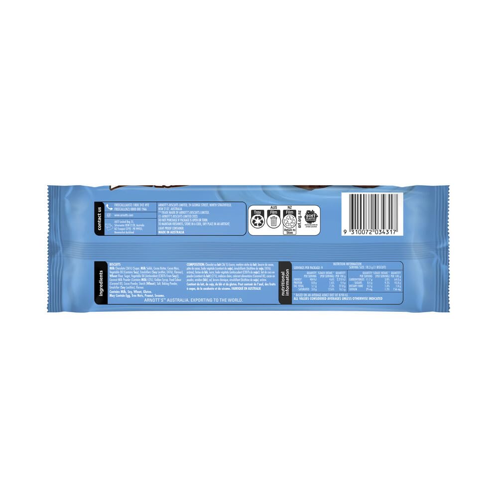 Galletas de chocolate Tim Tam Crema de coco  5.82 oz – Hecho en Australia