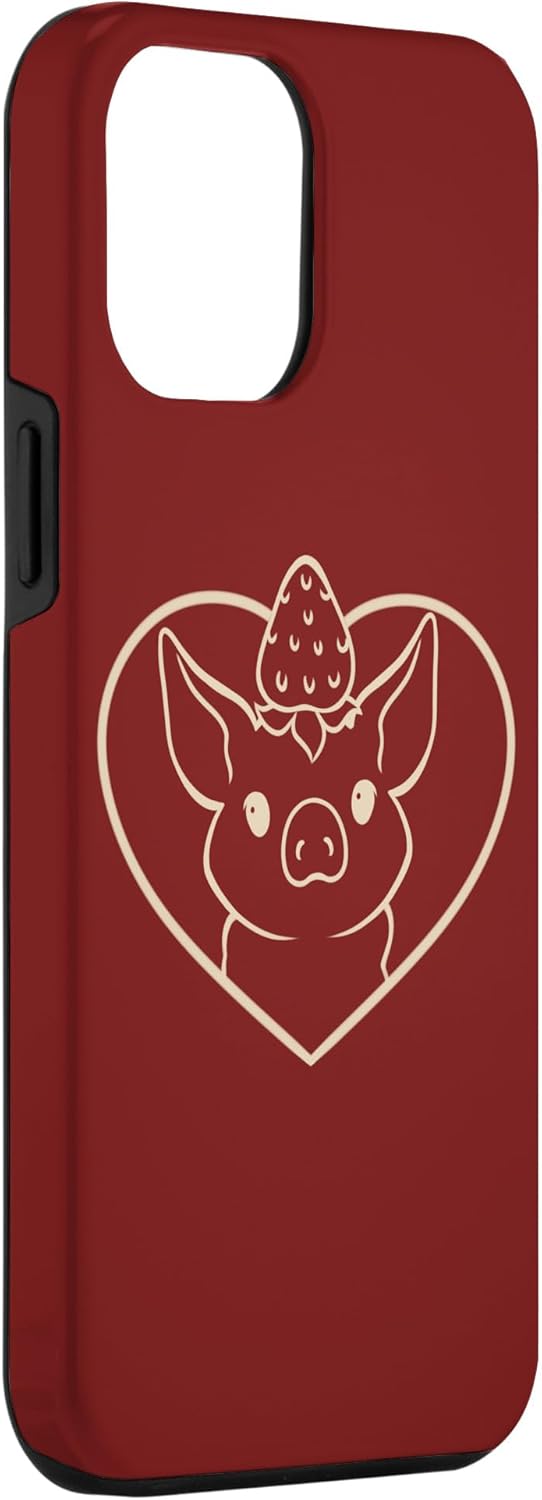Carcasa para iPhone 13 Pro Max Swine Sow Cute Heart Strawberry Mini Cerdo