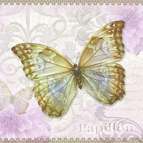 Servilletas de San Valentín de 13 x 13 pulgadas, servilletas de mariposa para decoupage para el día de la madre, hermosas servilletas de papel,
