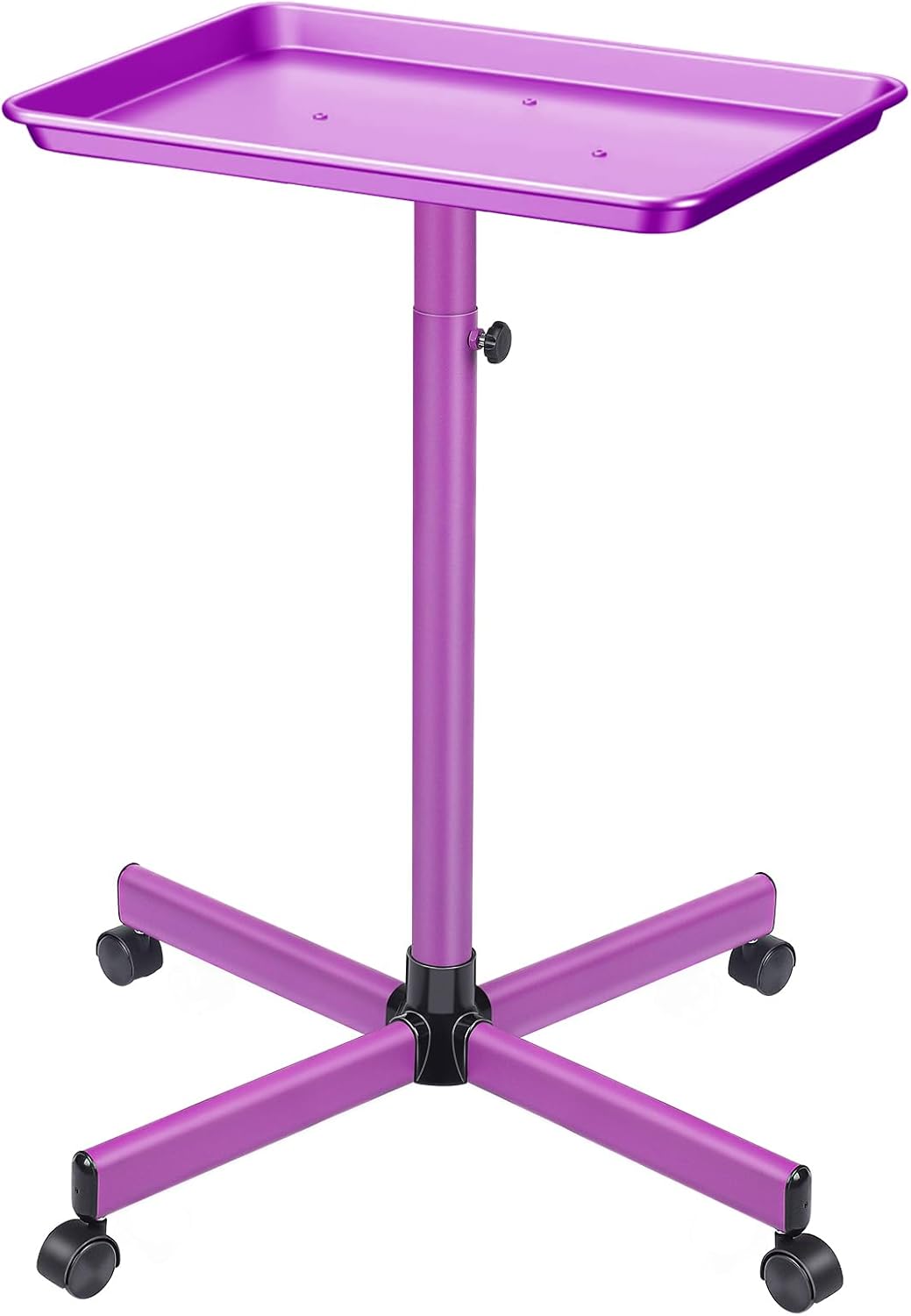 Wuissvnb Salon Tray, Salon Tray on Wheels, Premium Aluminum Salon Tray, Hair Stylist Tray, Tattoo Tray, Height Adjustable Salon Service Tray(Purple)