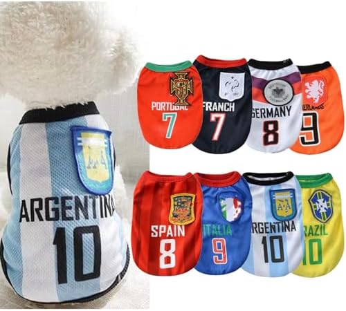 Ropa para perro, juego de 8 piezas de camiseta deportiva con temática de fútbol americano para mascotas, para cachorros pequeños, medianos y