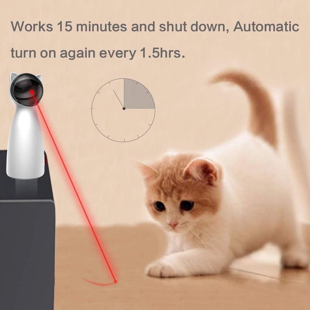 umosis Juguete láser automático para gatos interactivos para gatos de interiorgatitosperros (blanco)