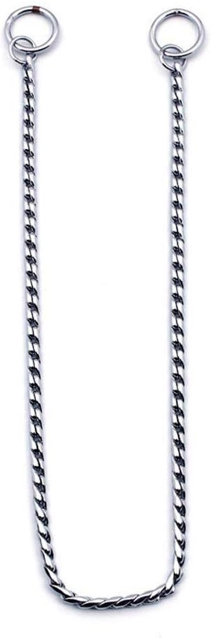 Collar de cadena plateada para perro, estrangulador, collar de serpiente para entrenamiento de mascotas con eslabones pesados, 16 pulgadas, 0.118 in