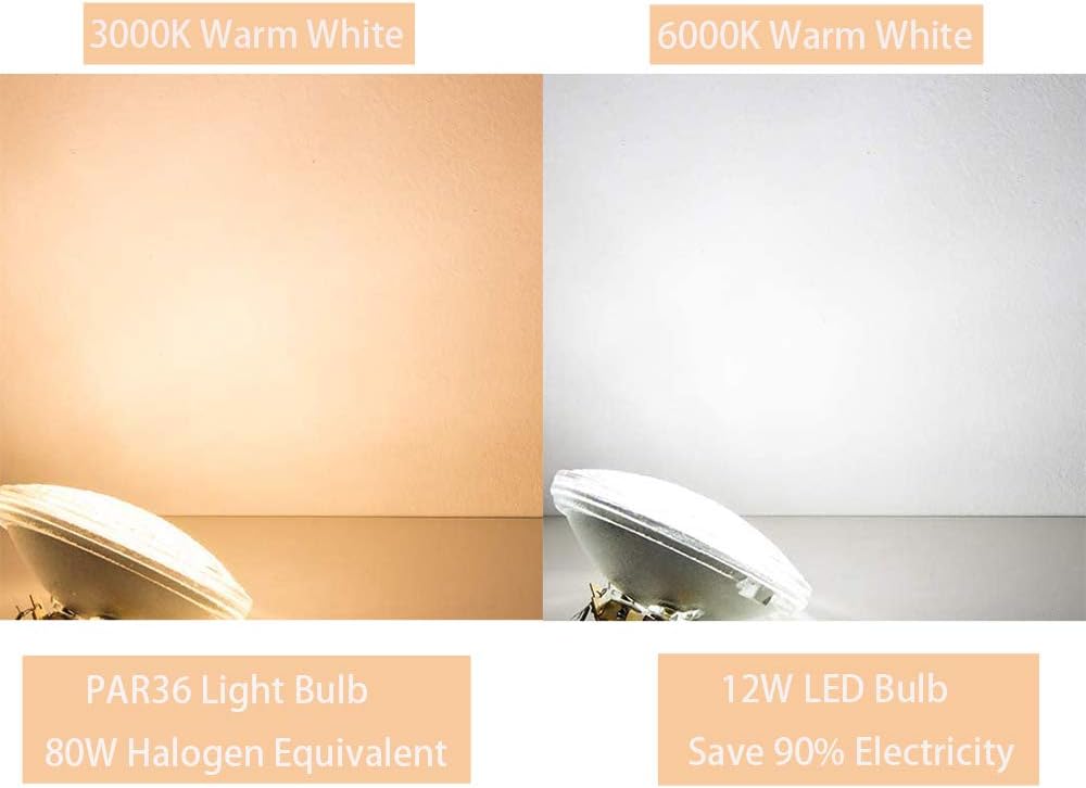PAR36 Bombilla LED de 12 W para paisaje, 80 W, halógena de repuesto para paisaje, bombillas LED de 12 V CACC de 3000 K, luz blanca cálida, LED PAR36